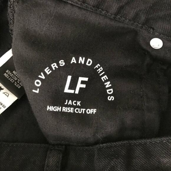 Lovers and Friends Jack High Rise Cut Off Frayed Raw Hem Black Shorts Size 28 - Picture 3 of 8